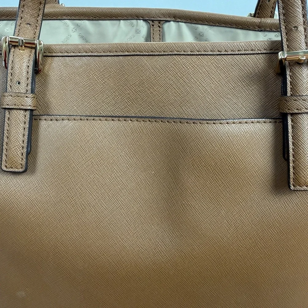 Michael‎ Kors Jet Set Medium Tote Saffiano Leather Lobster Clasp Luggage Brown